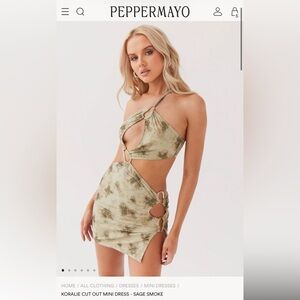 Peppermayo Koralie Sage Smoke Cutout Dress NWT